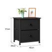 Chest of 2 Drawers Black Nightstand Bedside End Table Fabric Bedroom Dresser