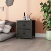 Chest of 2 Drawers Black Nightstand Bedside End Table Fabric Bedroom Dresser