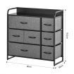 Chest of 7 Drawers Bedroom Dresser Organizer Unit Clothes Storage Tower Fabric Grey