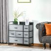 Chest of 7 Drawers Bedroom Dresser Organizer Unit Clothes Storage Tower Fabric Grey