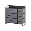 Chest of 7 Drawers Bedroom Dresser Organizer Unit Clothes Storage Tower Fabric Grey