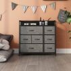 Chest of 7 Drawers Bedroom Dresser Organizer Unit Clothes Storage Tower Fabric Grey