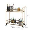 Gold Bar Cart Drinks Rolling Trolley Coffee Tea Wine Cocktail Mobile Trolly Glass Shelves Lockable Wheels