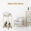 Round Gold Bar Cart Rolling Serving Drinks Metal Trolley Tea Wine Coffee Mobile Trolly 4 Wheels 2 Trays Mirrored Glass Top