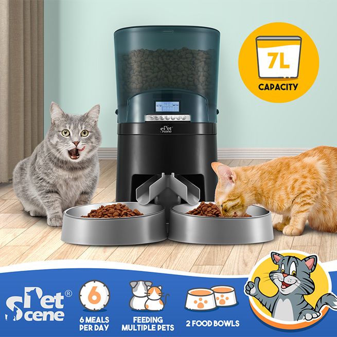 Petscene Automatic Pet Feeder 7L Auto Dog Cat Food Dispenser Voice ...