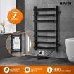 Maxkon Electric Heated Towel Rail Warmer Rack Wall Mounted Black Bathroom Hanger 140W Aluminium Alloy