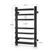 Maxkon Electric Heated Towel Rail Warmer Rack Wall Mounted Black Bathroom Hanger 140W Aluminium Alloy