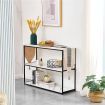 Black Console Sofa Table Side End Faux Marble Rectangular TV Shelf Entryway Stand 3 Tiers Metal Frame