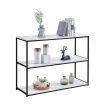 Black Console Sofa Table Side End Faux Marble Rectangular TV Shelf Entryway Stand 3 Tiers Metal Frame