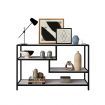 Black Console End Table Sofa Hallway Entryway Small TV Stand Faux Marble 4 Tiers Storage Shelves