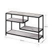 Black Console End Table Sofa Hallway Entryway Small TV Stand Faux Marble 4 Tiers Storage Shelves