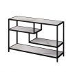 Black Console End Table Sofa Hallway Entryway Small TV Stand Faux Marble 4 Tiers Storage Shelves