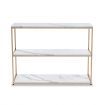 Gold Console Sofa Table End Side Faux Marble Rectangular TV Console Stand Entryway Shelf 3 Tiers Metal Frame