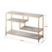 Gold Console Sofa Table End Entryway Hallway Small TV Stand Faux Marble 4 Tiers Storage Shelves
