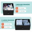 Wide Chest of 5 Drawers Fabric Black Bedroom Dresser Storage Organizer Unit