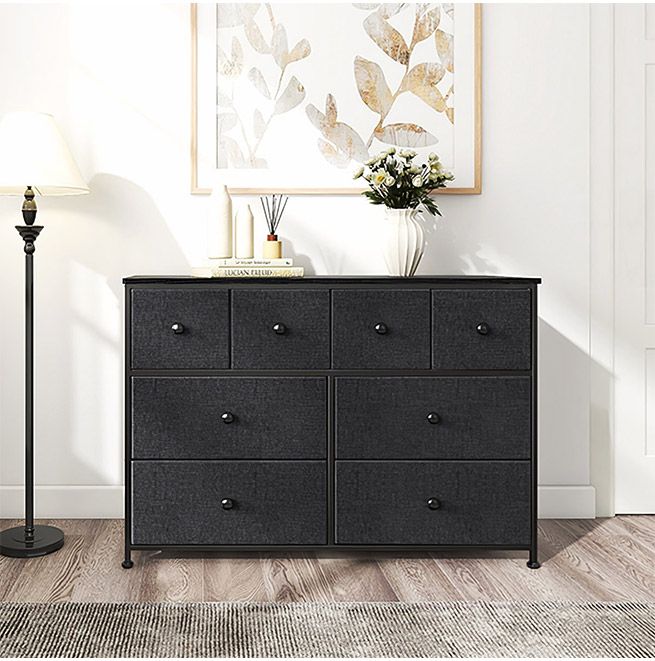 Chest of 8 Drawers Black Bedroom Dresser Storage Organizer Unit Fabric Chest of 8 Drawers Black Bedroom Dresser Storage Organizer Unit Fabric