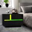 Black Bedside Table LED Lighted Bedroom Storage Cabinet Nightstand High Gloss Front