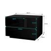 Black Bedside Table LED Lighted Bedroom Storage Cabinet Nightstand High Gloss Front