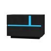 Black Bedside Table LED Lighted Bedroom Storage Cabinet Nightstand High Gloss Front