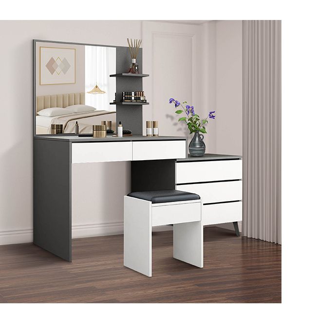 Dressing Table Stool Set Vanity Makeup Desk Chair Mirror Jewellery