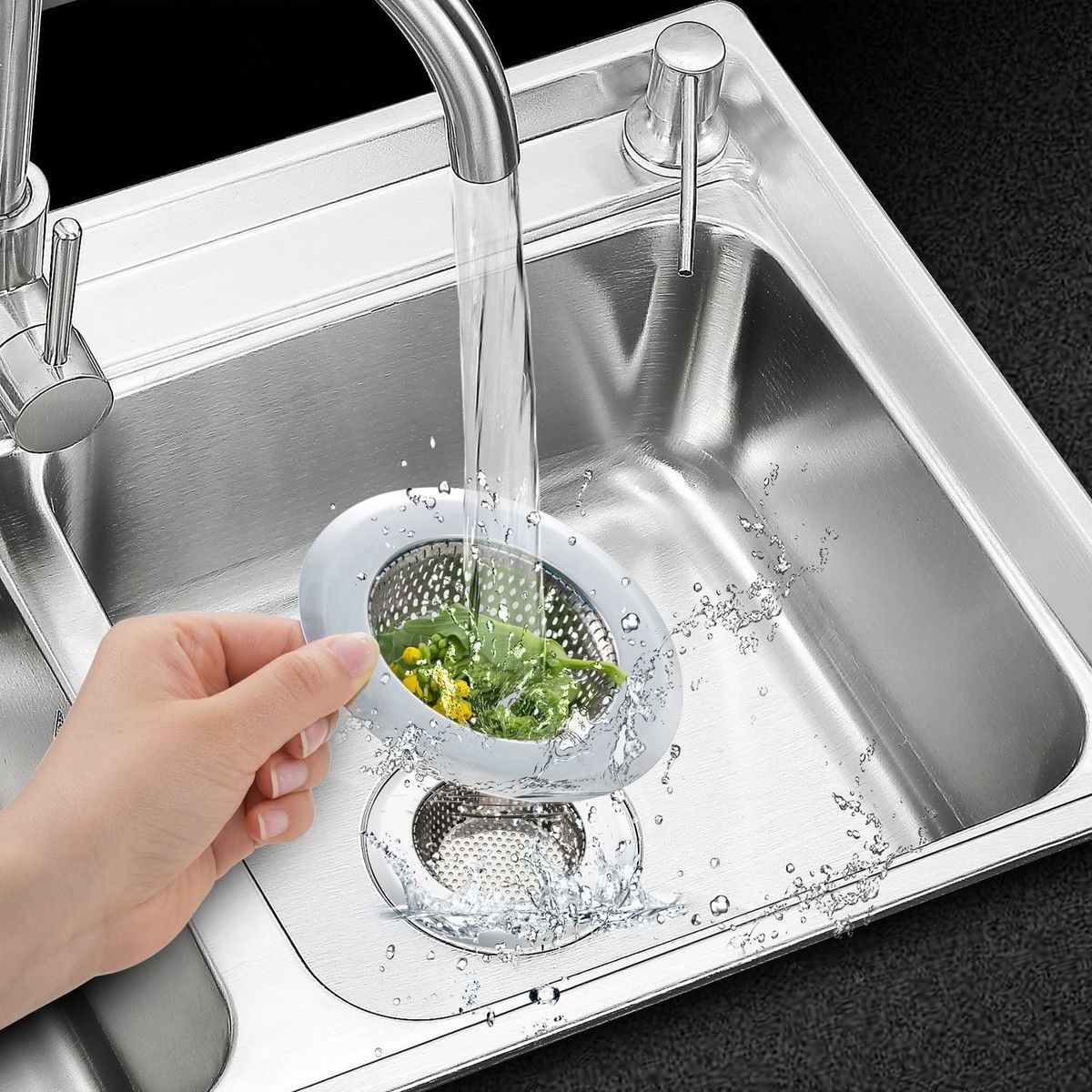Kitchen Sink Strainer - Stainless Steel, Large Wide Rim 11.5CM Diameter - 2PCS