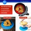 20cm Red Round Reusable Silicone Air Fryer Liners with Air Fryer Magnetic Cheat Sheet - (3pack)