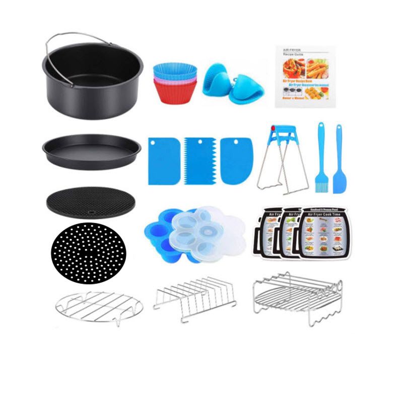 8 Inch XL Air Fryer Accessories, 16 Pcs Deep Fryer Accessories with Recipe Cookbook for Growise Phillips Cozyna Fits All 4QT - 5.8QT Air Fryer