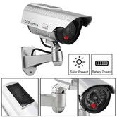 Solar Power Dummy Security Camera Fake LED Blink Light Outdoor Surveillance CCTV Silver