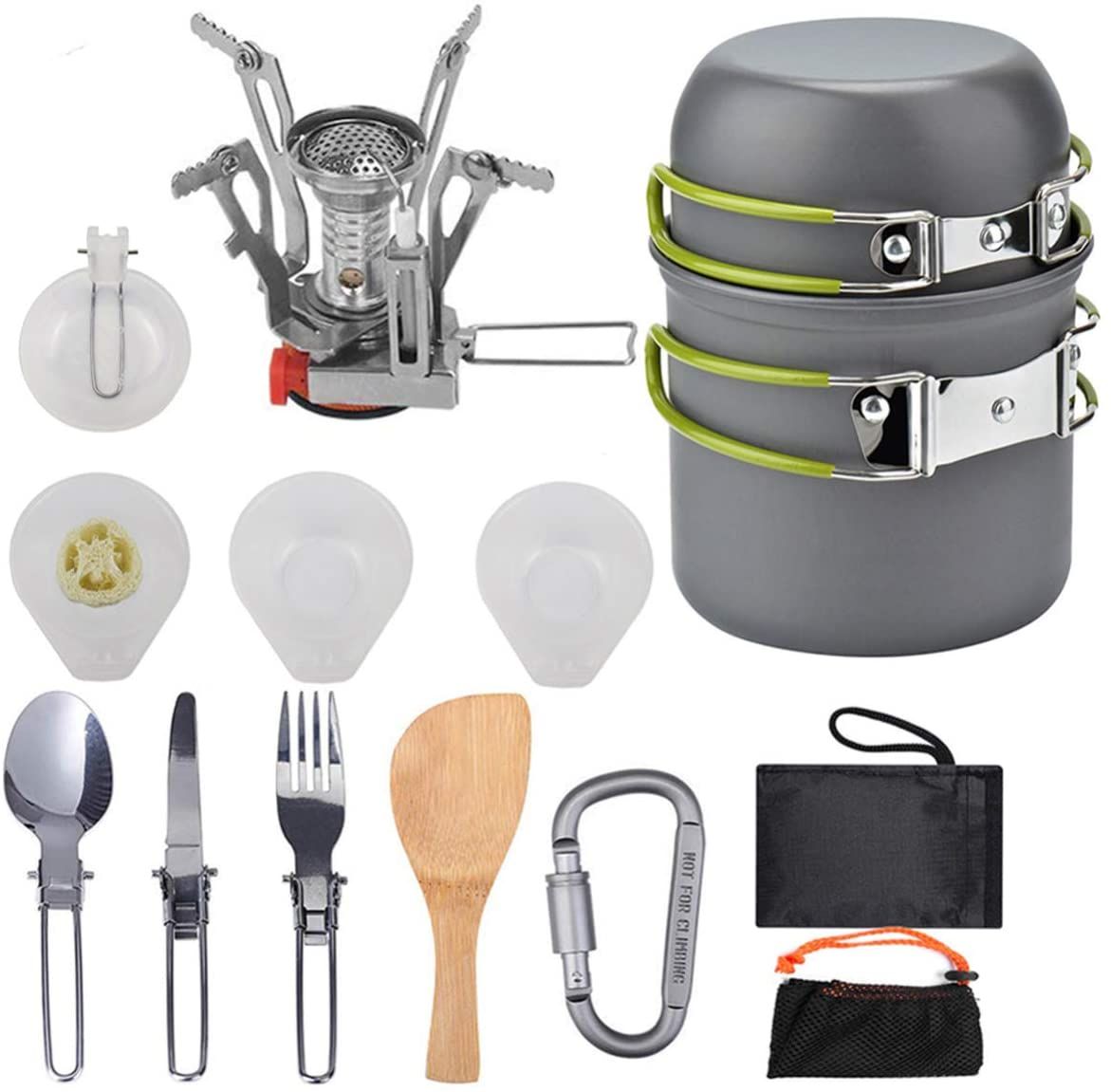 Camping Kitchen Utensil Set, carabiner set, fork, spoon, camping, hiking, backpack