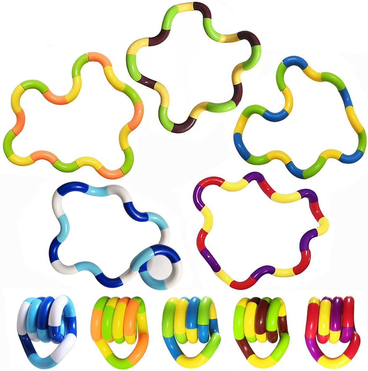 5PCS Tangles Brain Imagine Tools, Magic Fidget Toys,Sensory Toys, Combine into New Shapes,Stress Relief and Anti-Anxiety Sensory Fidget Toy, Brain Imagine Sensory Toys (5 PCS)