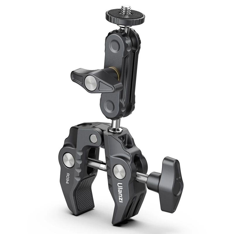 R094 Metal Clamp With Double Ball Head Magic Arm 1/4 hole 3/8 hole screw hole to mount camera monitor