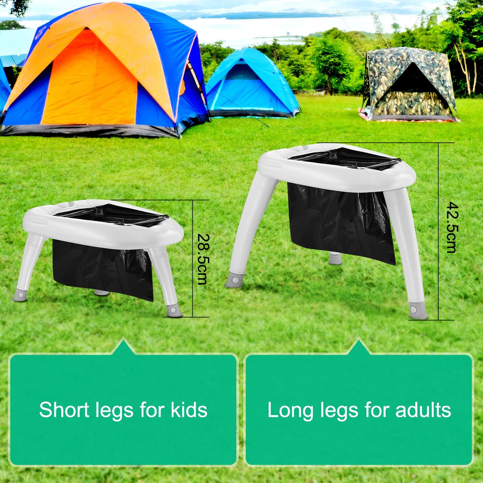 Portable Camping Toilet Seat Folding Travel Porta Potty Chair with Bags