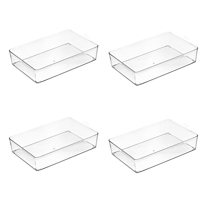 4 Pack Stackable Pantry Organizer Bins,for Kitchen, Freezer, Countertops, Cabinets - Plastic Food Storage Container with Handles for Home and Office 29.8*20*6.2 CM