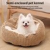 Dog Bed Cat Bed with Hooded Blanket Orthopedic Puppy Pet Bed Dog Burrow Cat Cave - Anti-Slip Bottom 19.6 Inch Brown