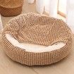 Dog Bed Cat Bed with Hooded Blanket Orthopedic Puppy Pet Bed Dog Burrow Cat Cave - Anti-Slip Bottom 19.6 Inch Brown
