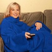 Adult Wrap Snuggle Blanket With Sleeve Super Soft Warm Perfect For Any Occasion (Blue)