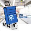 Shopping Trolley Cart Foldable Grocery Bag Portable Market Luggage Basket 4 Wheels Aluminium Blue
