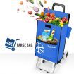 Shopping Trolley Cart Foldable Grocery Bag Portable Market Luggage Basket 4 Wheels Aluminium Blue