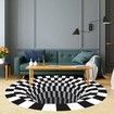 3D Illusion Rug Round Carpet,Checkered Optical Illusions Non Slip Area Rug,Carpet Mat Floor Mat, Black White Rugs Non-Woven Doormat Rug for Bedroom Living Room Office Diameter 80cm