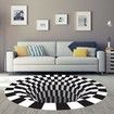 3D Illusion Rug Round Carpet,Checkered Optical Illusions Non Slip Area Rug,Carpet Mat Floor Mat, Black White Rugs Non-Woven Doormat Rug for Bedroom Living Room Office Diameter 80cm