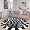 3D Illusion Rug Round Carpet,Checkered Optical Illusions Non Slip Area Rug,Carpet Mat Floor Mat, Black White Rugs Non-Woven Doormat Rug for Bedroom Living Room Office Diameter 80cm