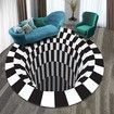3D Illusion Rug Round Carpet,Checkered Optical Illusions Non Slip Area Rug,Carpet Mat Floor Mat, Black White Rugs Non-Woven Doormat Rug for Bedroom Living Room Office Diameter 80cm