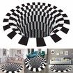 3D Illusion Rug Round Carpet,Checkered Optical Illusions Non Slip Area Rug,Carpet Mat Floor Mat, Black White Rugs Non-Woven Doormat Rug for Bedroom Living Room Office Diameter 80cm