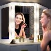 Maxkon Vanity Dressing Table Makeup Desk Set with 10 LED Lighted Mirror Stool 2 Drawers White