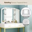Maxkon Vanity Dressing Table Makeup Desk Set with 10 LED Lighted Mirror Stool 2 Drawers White
