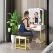 Maxkon Vanity Dressing Table Makeup Desk Set with 10 LED Lighted Mirror Stool 2 Drawers White