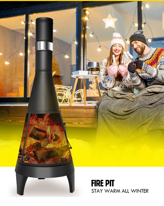 126CM Fire Pit Chiminea Chimney Fireplace Brazier Outdoor Portable