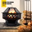 Polygonal Fire Pit BBQ Grill Smoker Brazier Fireplace Portable Outdoor Patio Camping Heater 28 Inch