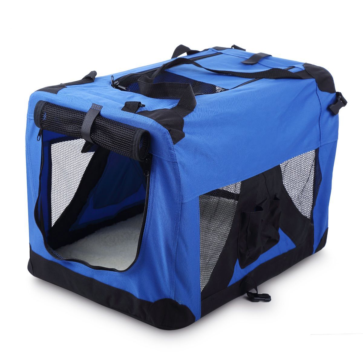 Portable Pet Soft Crate Carrier 70x52cm - Large, Waterproof, Blue