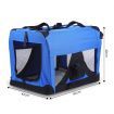 Soft Dog Crate Cat Carrier Portable Pet Travel Cage Foldable Kennel Waterproof Royal Blue M